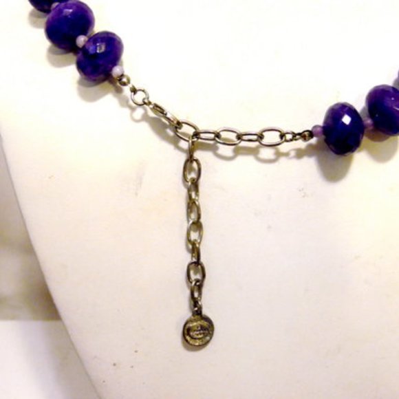 R. J. Graziano Amethyst Color Stone Necklace Size 16-1/2 Inch - Picture 2 of 8